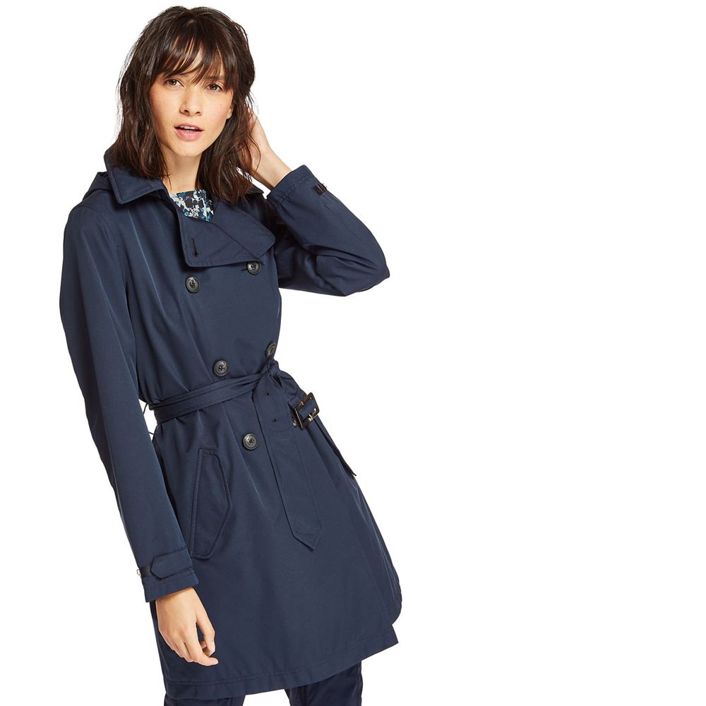 Timberland Παλτο Γυναικεια Σκουρο Μπλε - Classic Waterproof Trench - Greece 6132407-AL